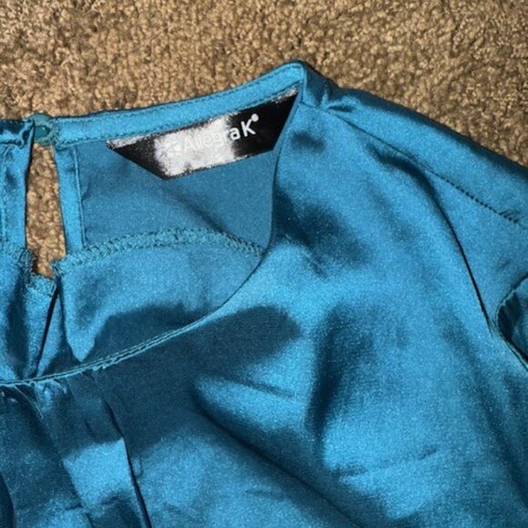 NWOT Allegra K Women's Long Sleeve Ruched Round Neck Cocktail Party Tie Waist - Picture 2 of 2